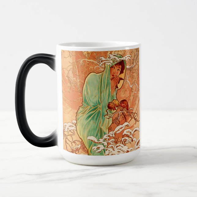 Alphonse Mucha Art nouveau Winter Magisk Mugg (Vänster)