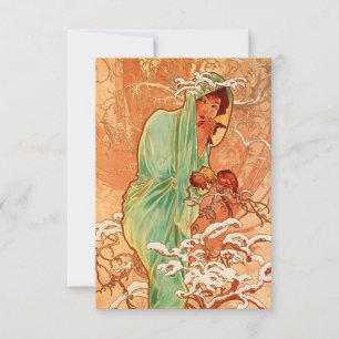 Alphonse Mucha Art nouveau Winter OSA Kort