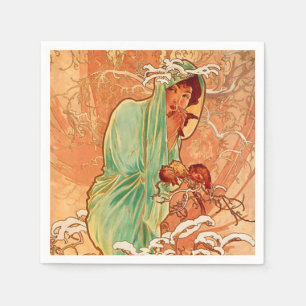 Alphonse Mucha Art nouveau Winter Pappersservett