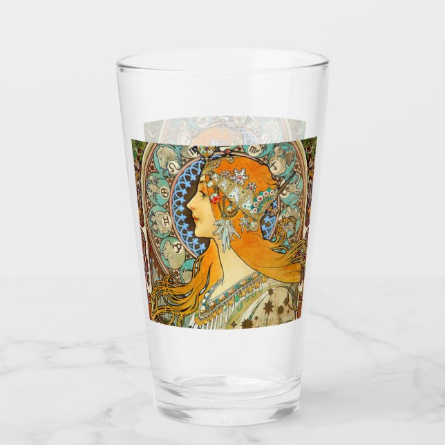 Alphonse Mucha Art nouveau Zodiac Glaskopp (Framsida)
