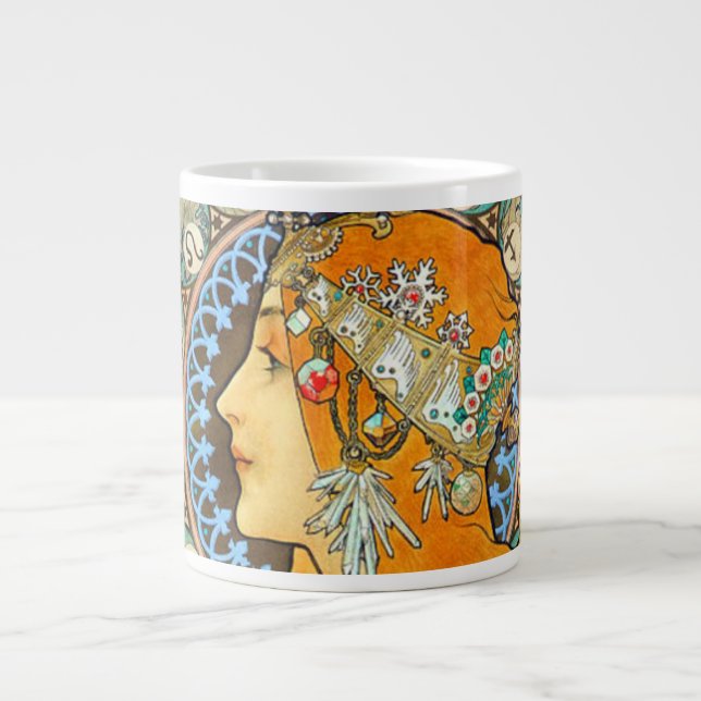 Alphonse Mucha Art nouveau Zodiac Jumbo Mugg (Framsidan)