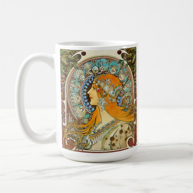 Alphonse Mucha Art nouveau Zodiac Kaffemugg (Vänster)