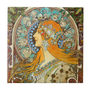 Alphonse Mucha Art nouveau Zodiac Kakelplatta