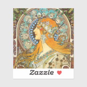 Alphonse Mucha Art nouveau Zodiac Klistermärken