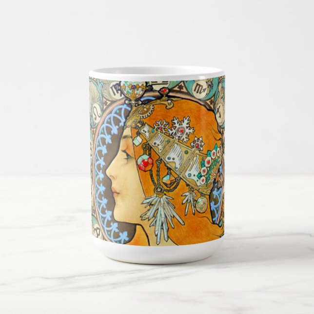 Alphonse Mucha Art nouveau Zodiac Magisk Mugg (Center)