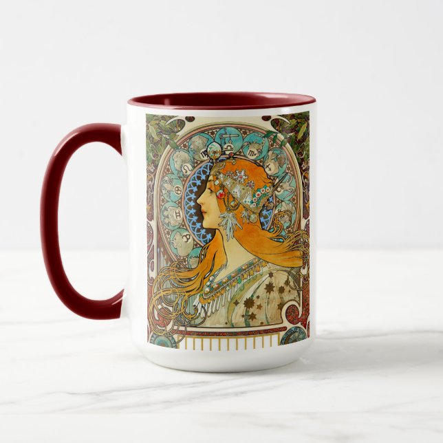 Alphonse Mucha Art nouveau Zodiac Mugg (Vänster)