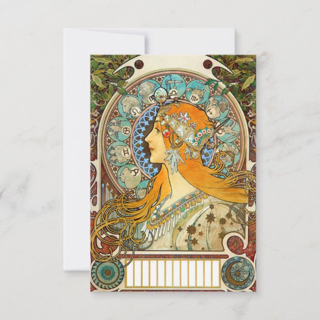 Alphonse Mucha Art nouveau Zodiac OSA Kort (Framsida)