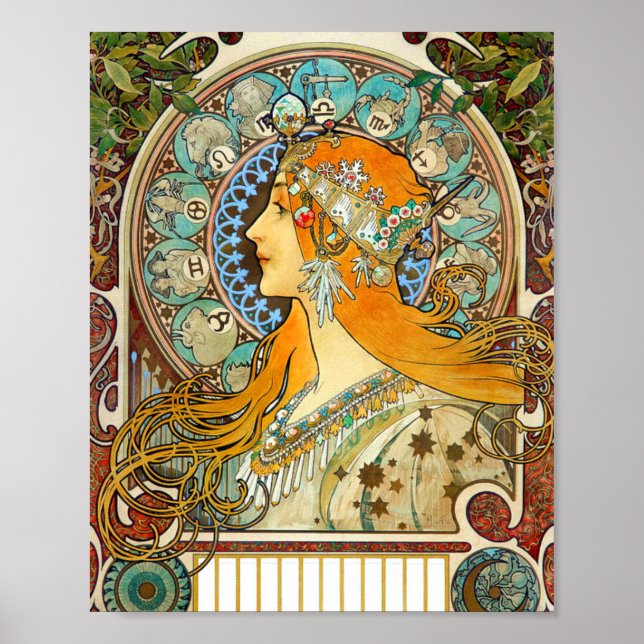 Alphonse Mucha Art nouveau Zodiac Poster (Framsidan)