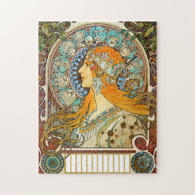 Alphonse Mucha Art nouveau Zodiac Pussel (Vertikal)