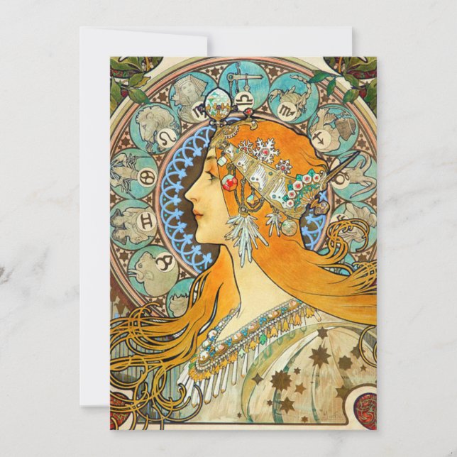 Alphonse Mucha Art nouveau Zodiac Spara Datumet (Framsida)