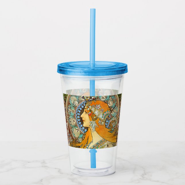 Alphonse Mucha Art nouveau Zodiac Take Away Mugg (Framsida)
