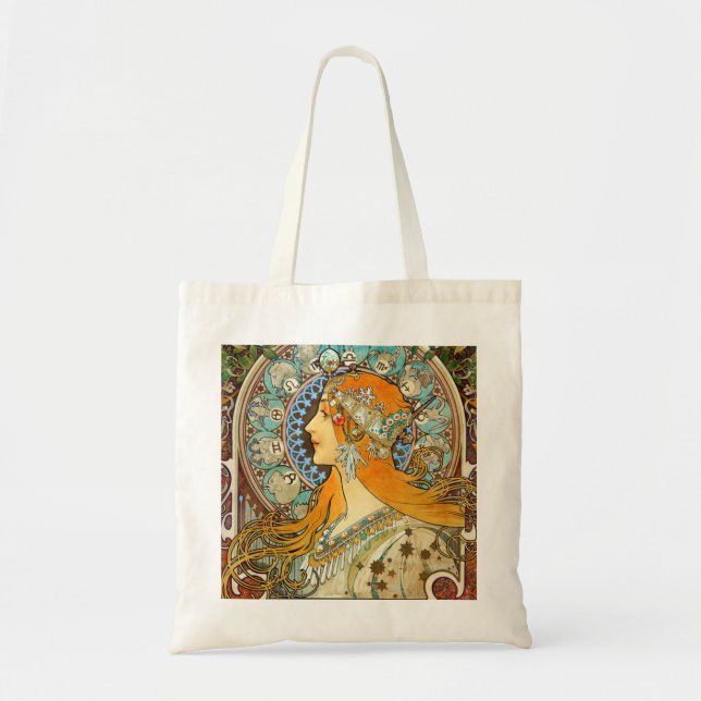 Alphonse Mucha Art nouveau Zodiac Tygkasse (Framsidan)