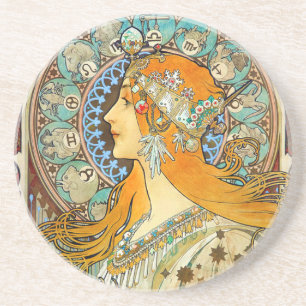 Alphonse Mucha Art nouveau Zodiac Underlägg