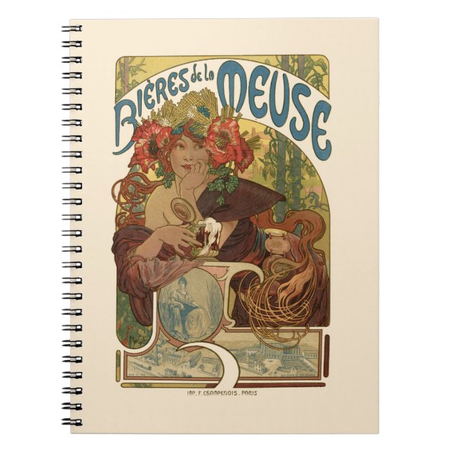 Alphonse Mucha Artwork Anteckningsbok (Framsidan)