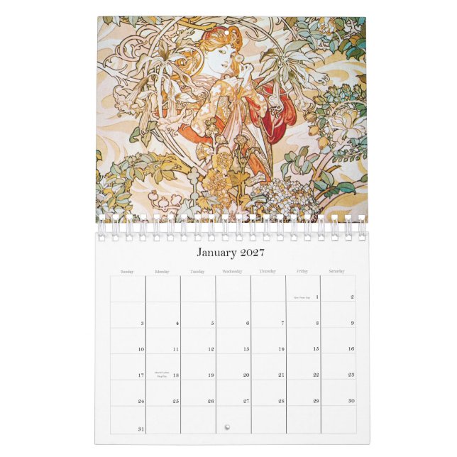 Alphonse Mucha Artwork Calendar Kalender (Jan 2027)