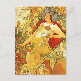 Alphonse Mucha Autumn Postcard Vykort