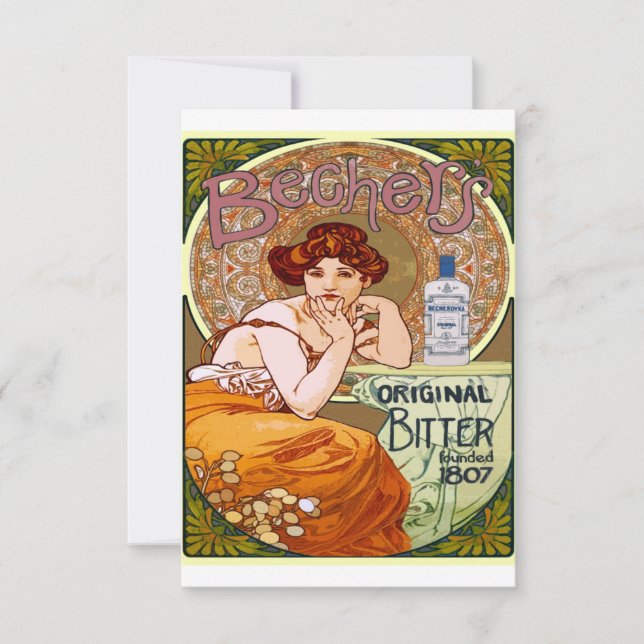 Alphonse Mucha Bechers Woman Art nouveau Spara Datumet (Framsida)