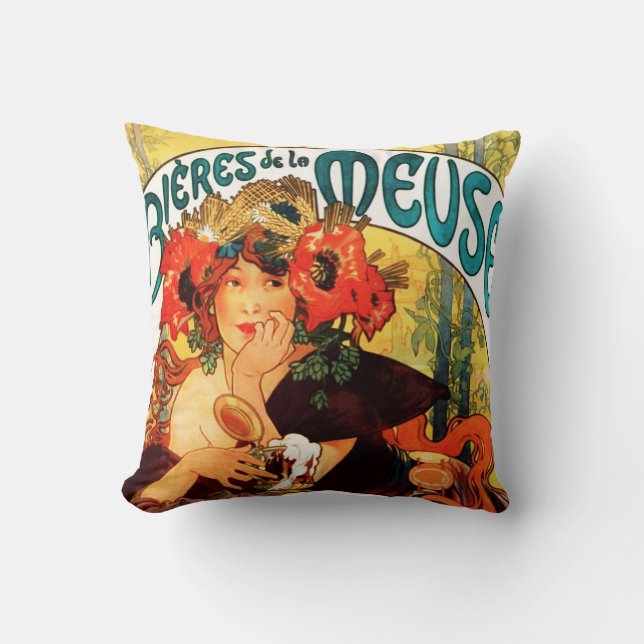 Alphonse Mucha Beer of the Muse kudde (Framsida)