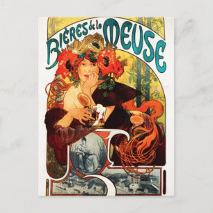 Alphonse Mucha Beer of the Muse Postcard Vykort