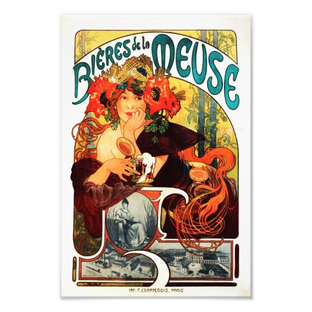 Alphonse Mucha Beer of the Muse Print Fototryck (Framsidan)