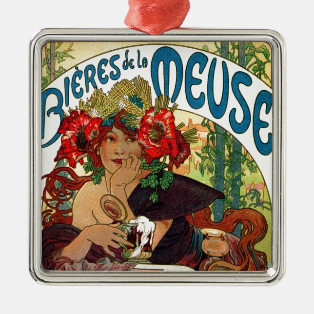 Alphonse Mucha Bieres De La Meuse Julgransprydnad Metall (Framsidan)