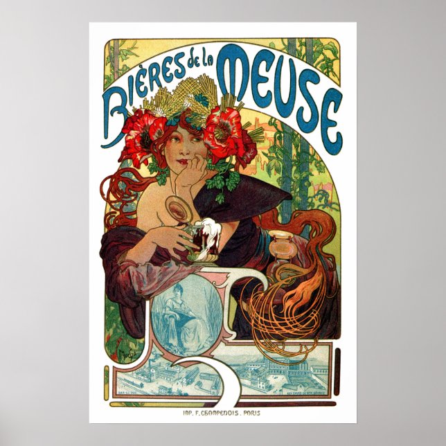 Alphonse Mucha Bieres De La Meuse Poster (Framsidan)