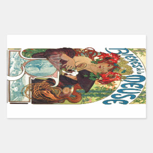 Alphonse Mucha Bieres De La Meuse Rektangulärt Klistermärke