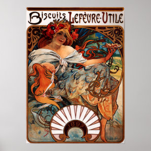 Alphonse Mucha Biscuits Lefevre Utile Poster