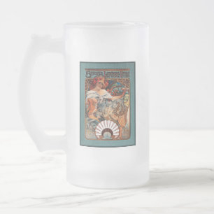 Alphonse Mucha Biscuits Lefevre-Utile Speckled Frm Frostat Ölglas