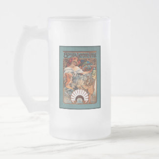 Alphonse Mucha Biscuits Lefevre-Utile Speckled Frm Frostat Ölglas