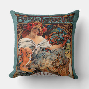 Alphonse Mucha Biscuits Lefevre-Utile Speckled Frm Kudde