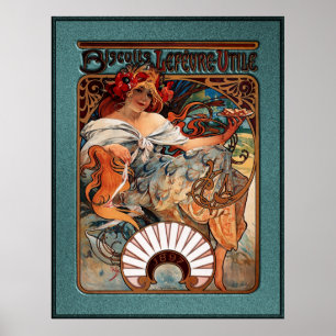 Alphonse Mucha Biscuits Lefevre-Utile Speckled Frm Poster