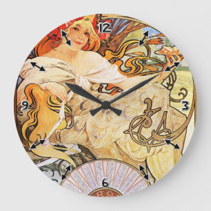 Alphonse Mucha Biscuits Lefevre-Utile Stor Klocka
