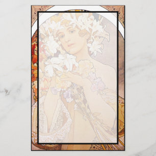 Alphonse Mucha Blomma Brevpapper
