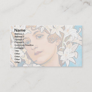 Alphonse Mucha - Blomma - Retro Art Nouveau Visitkort