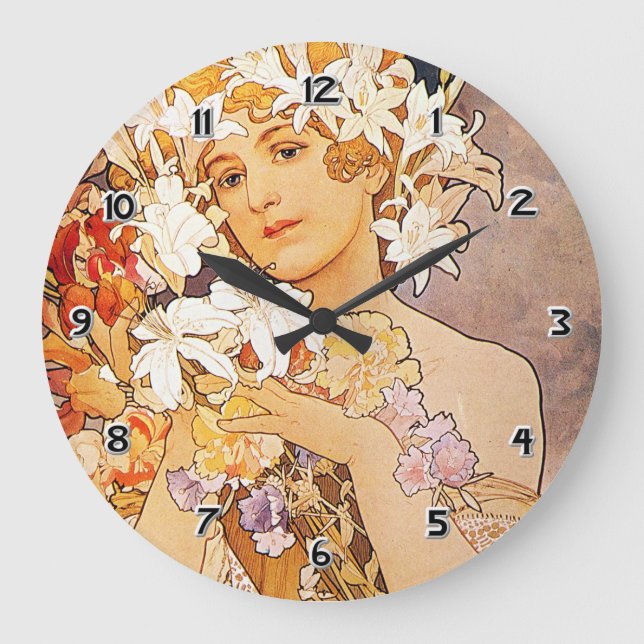 Alphonse Mucha Blomma Stor Klocka (Framsida)