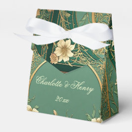 Alphonse Mucha Blommor Vintage Sälggrön Bröllop Presentaskar