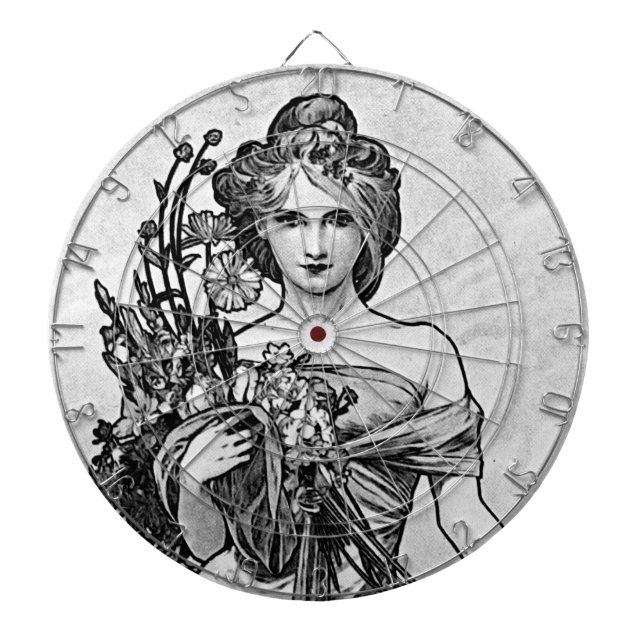 Alphonse Mucha Broken Blommar Darttavla (Framsidan)