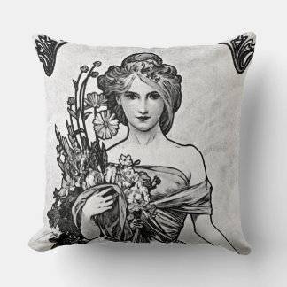 Alphonse Mucha Broken Blommar Kudde