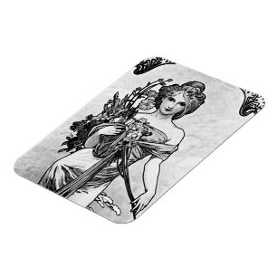 Alphonse Mucha Broken Blommar Magnet