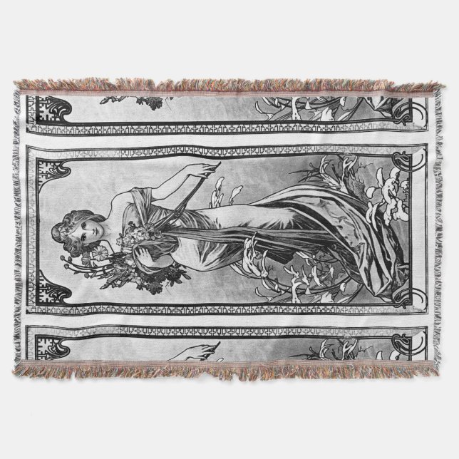 Alphonse Mucha Broken Blommar Mysfilt (Framsidan)