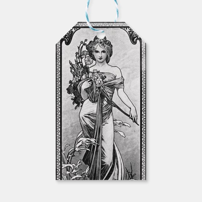 Alphonse Mucha Broken Blommar Presentetikett (Baksidan)