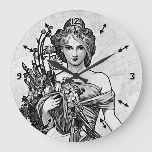 Alphonse Mucha Broken Blommar Stor Klocka (Framsida)