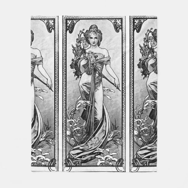 Alphonse Mucha Broken Blossoms Fleecefilt (Framsidan)