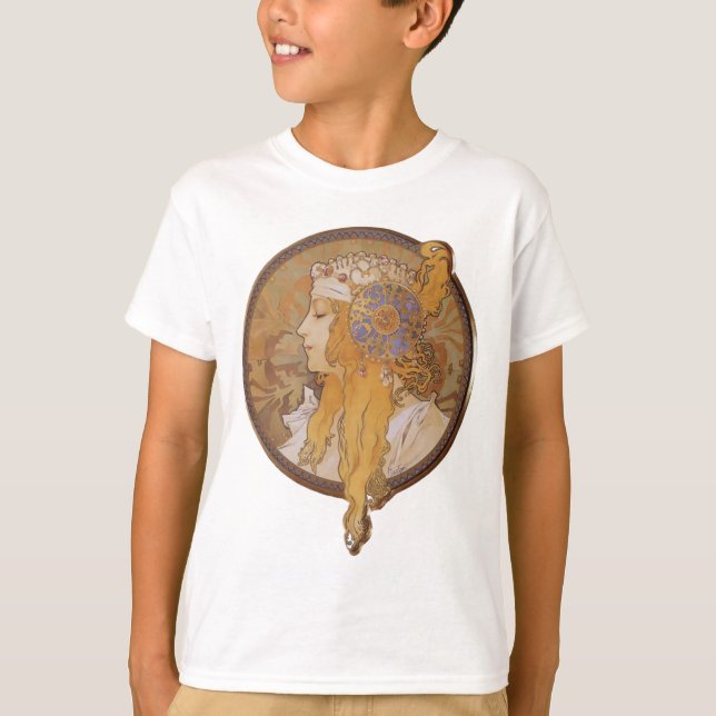 Alphonse Mucha ~ Byzantine Head: Blonde T Shirt (Framsida)