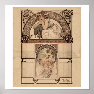 Alphonse Mucha - Calendar of cherry blommar SÄLLSY Poster