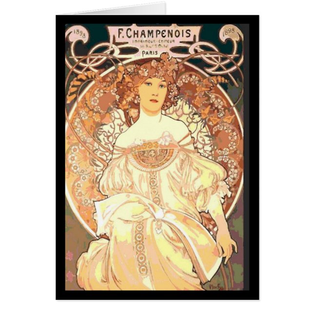 Alphonse Mucha Champenois Woman Hälsningskort (Framsidan)