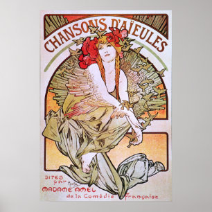 Alphonse Mucha. Chansons D 'Aieules, 1898 Poster