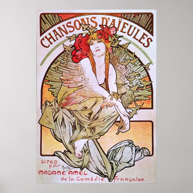 Alphonse Mucha. Chansons D 'Aieules, 1898 Poster (Framsidan)