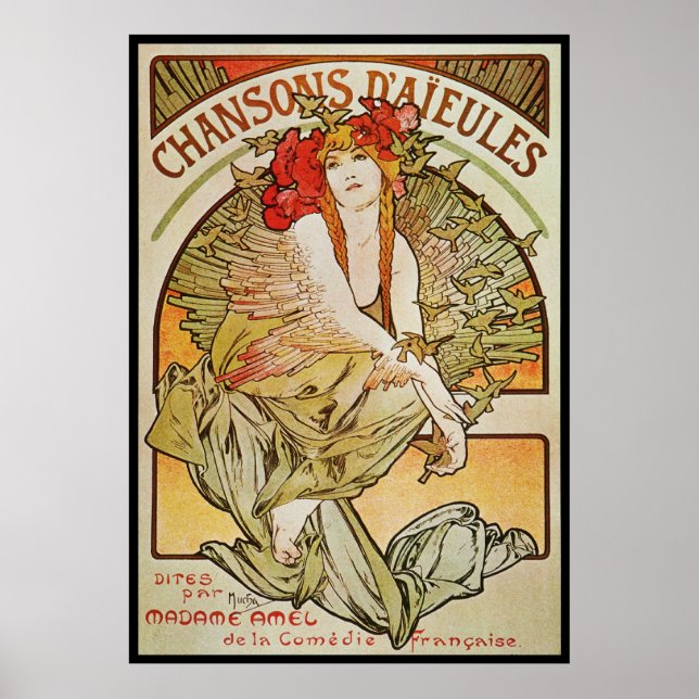 ALPHONSE MUCHA CHANSONS D`AJEULES POSTER (Framsidan)